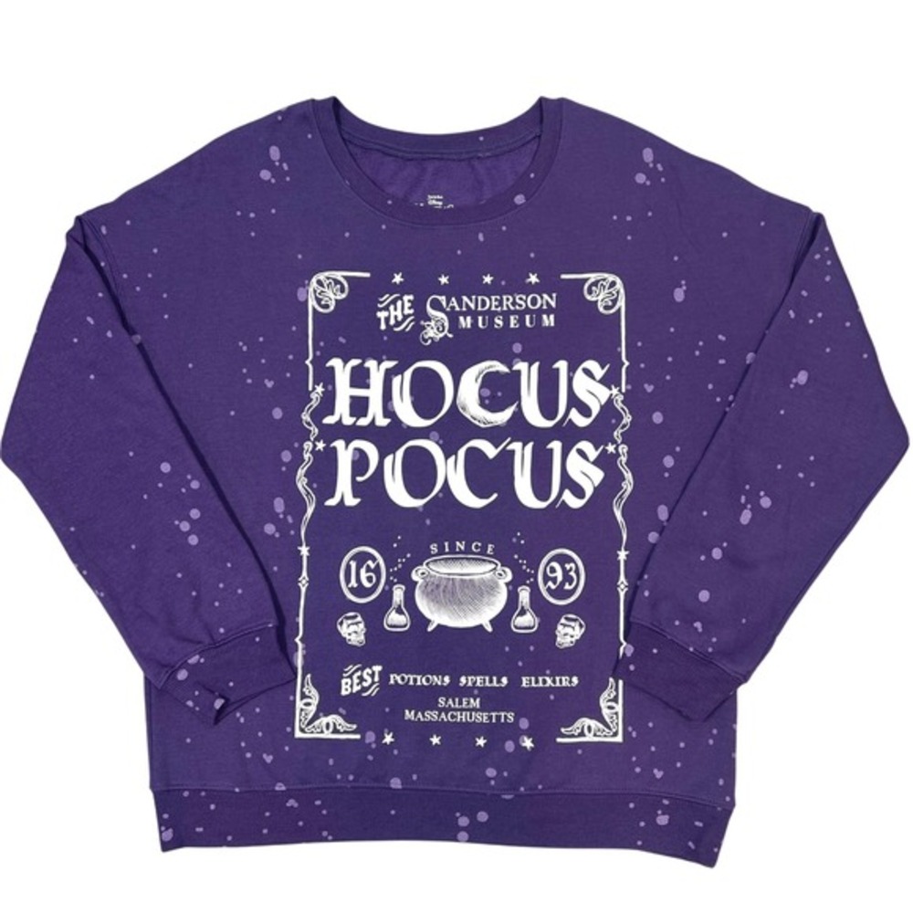 Disney Hocus Pocus Sweatshirt Women L Purple Sanderson Museum‎ Splatter Witchy